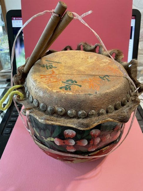 Antique Asian Hand Made & Painted Ceremony Drum Preowned from an Estate (1 of 6)