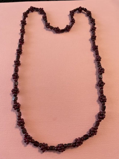 Vintage Bohemian Garnet Bead Fashion Necklace 28" Long... (1 of 5)
