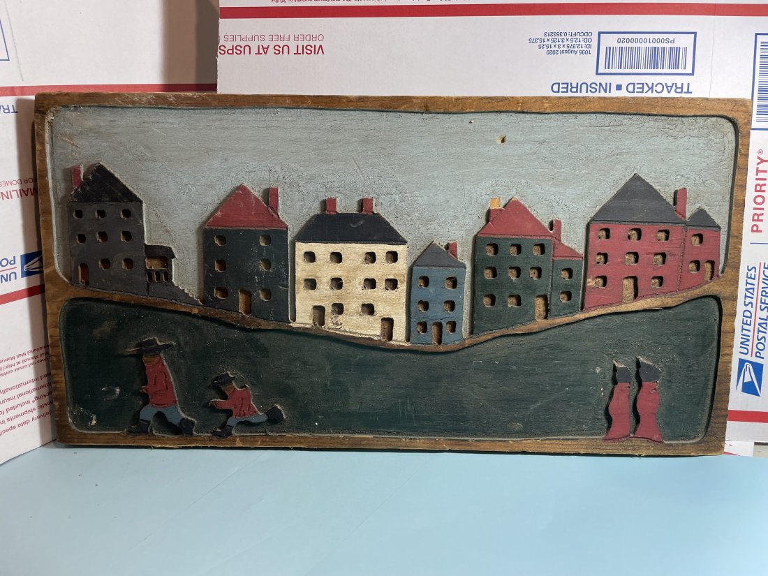 Antique Scarce Mexican Folk Art Wood Carving Panel Scene c1900 Preowned from an Estate: Antique Very Scarce Mexican Folk Art Wood Carving Panel Scene c1900 Preowned from an Estate. (Size 9.5" x 18" x 1"). $20 Domestic Shipping. No International Shipping.