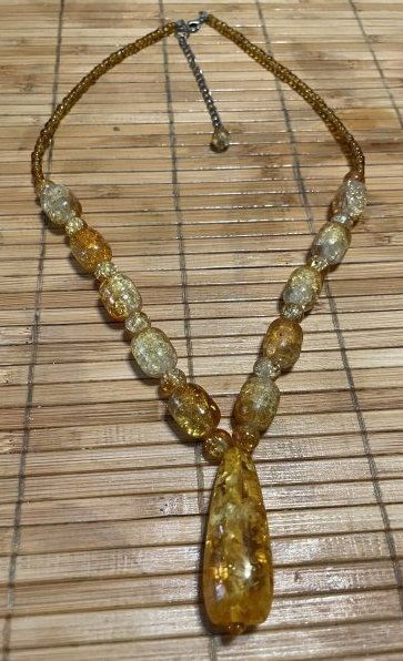 Vtg Fashion Faux Amber/Copal Bead Necklace 20"-24" Adjustable Preowned from an Estate (1 of 4)