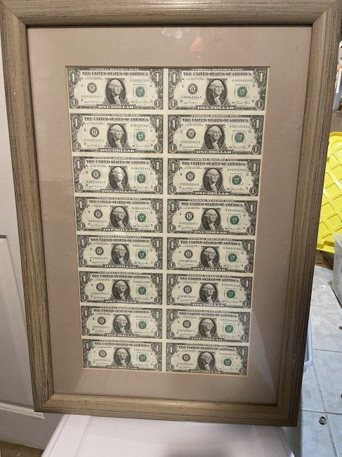 Lot (16) 1981 $1 St. Louis, Missouri United States FRN Uncut Sheet Nicely Framed & Matted (1 of 7)