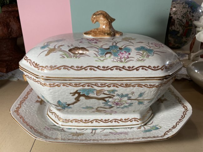 Mid 18th Century Chinese Export Famille Rose Soup Tureen with Under Plate Tray c.1780... (1 of 12)