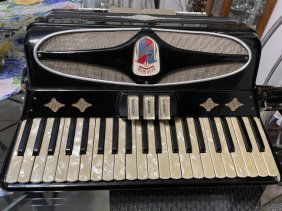 Vintage Acme Acmette Piano Accordion in Black & White w/Mother of Pearl Finish... (1 of 11)