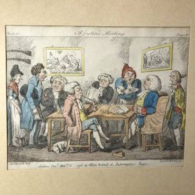 A Justice's Meeting. Hand-Colored Engraving.Isaac Cruikshank (1764 - 1811) (1 of 6)