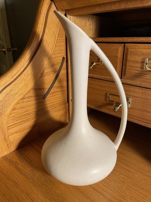 Van Briggle Pottery Ewer Pitcher Cream Colored Signed Colorado Springs 11" Tall (1 of 6)