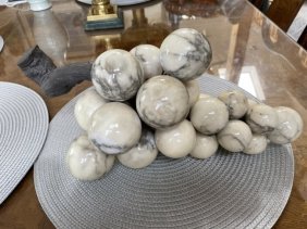 Vintage Mid-Century 1960s Italian Large Cluster of Carrera Marble Grapes 15" Long (1 of 5)