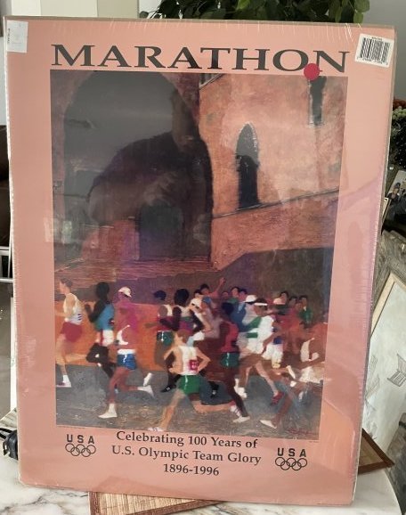 USA Marathon 1996 Atlanta Olympic Poster in Original Sealed Cello w/Board Backing 18x24 (1 of 2)