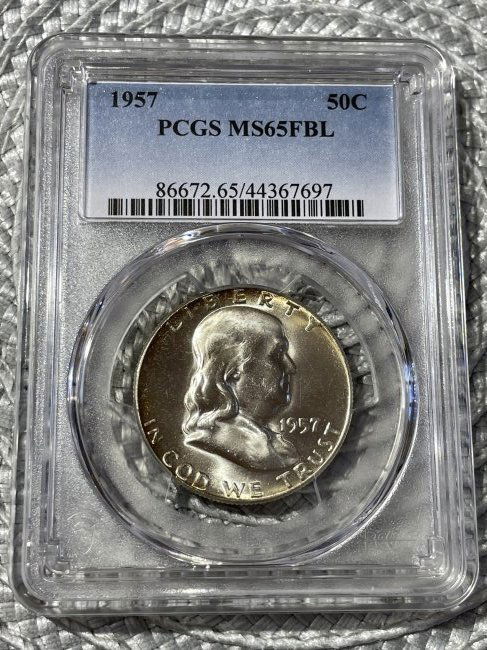 PCGS Certified 1957 MS65 FBL Condition Franklin Silver Half Dollar as Pictured. (1 of 4)