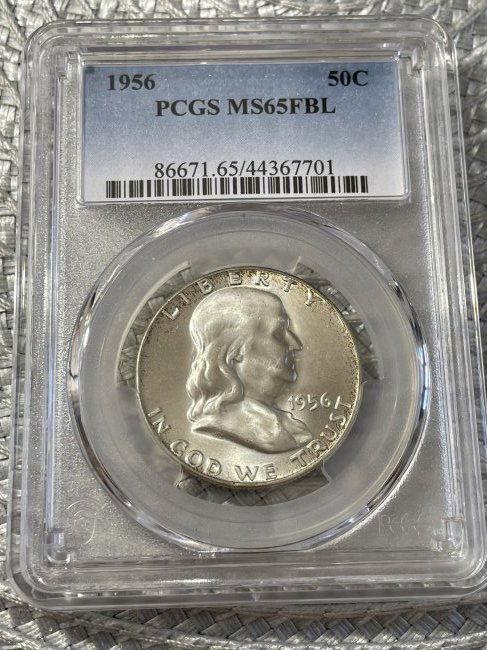 PCGS Certified 1956 MS65 FBL Condition Franklin Silver Half Dollar as Pictured. (1 of 4)