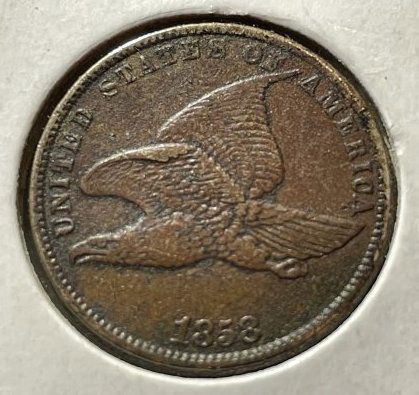 1858 Small Letters EF Porous Condition Flying Eagle Cent as Pictured. (1 of 2)