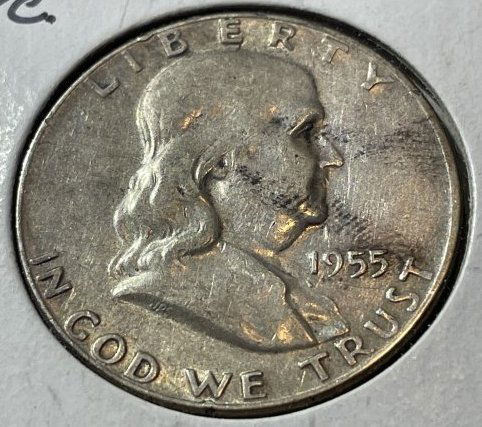 1955 Circulated Condition US Franklin Silver Half Dollar as Pictured. (1 of 2)