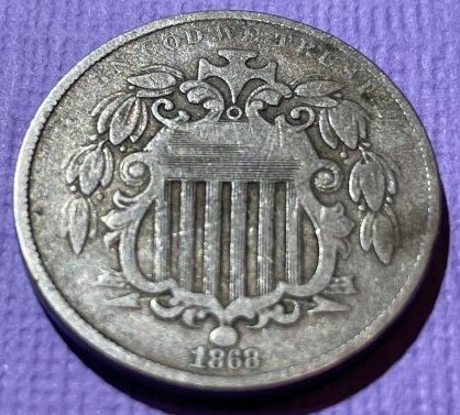 1868 Circulated Condition Shield Nickel Type Coin as Pictured. (1 of 2)