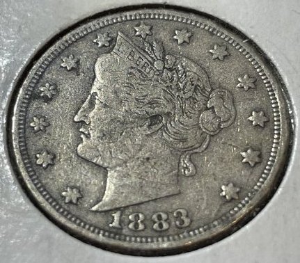 1883 w/Cents Variety Fine+ Condition Liberty V-Nickel Type Coin as Pictured. (1 of 2)