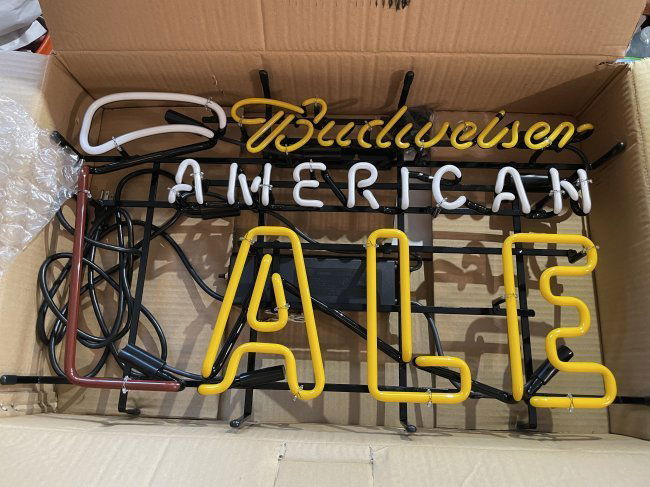 Budweiser American Ale Neon Beer Sign 18" x 30" New in Original Box... (1 of 6)