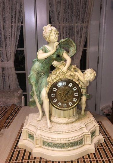 Vtg Huge French Design Granitex Cherubs Mantle Clock From an Estate Needs a Key 20-1/4" (1 of 9)