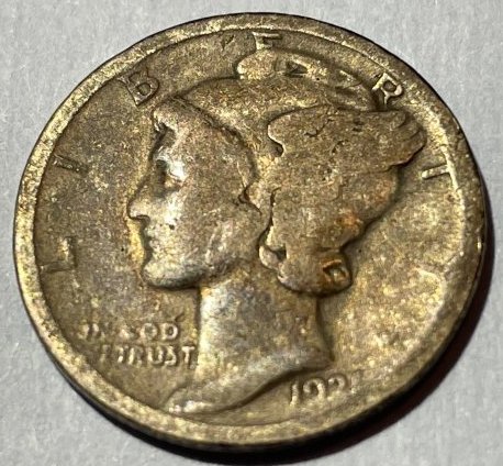1921-P Good Condition Mercury Head Dime Key Date Coin as Pictured. (1 of 2)