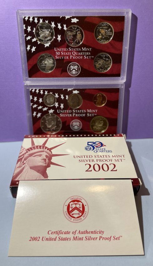 2002 United States Silver 10-Coin Proof Set in Original Box with Mint Card as Pictured (1 of 3)