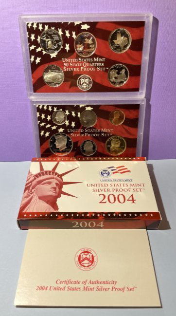2004 United States Silver 11-Coin Proof Set in Original Box with Mint Card as Pictured. (1 of 3)