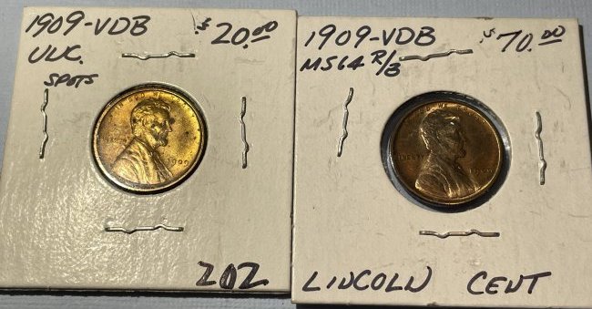 (2) 1909-VDB Uncirculated Conditions Lincoln Cents as Pictured. (1 of 5)