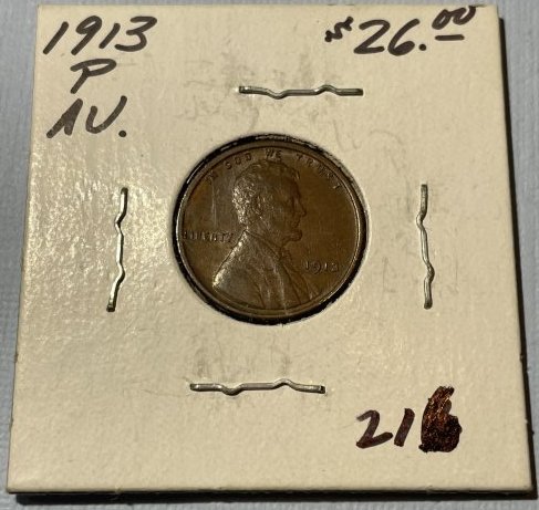 1913-P AU Circulated Condition Lincoln Cent as Pictured. (1 of 3)