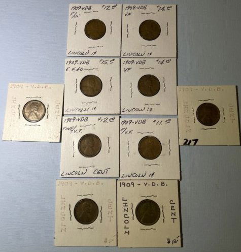 (10) 1909-VDB Circulated Conditions Lincoln Cents as Pictured. (1 of 5)