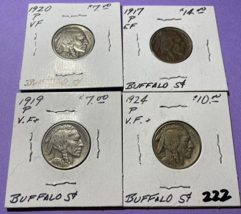 (4) Different Dates VF-EF Circulated Conditions Buffalo Nickels as Pictured. (1 of 6)