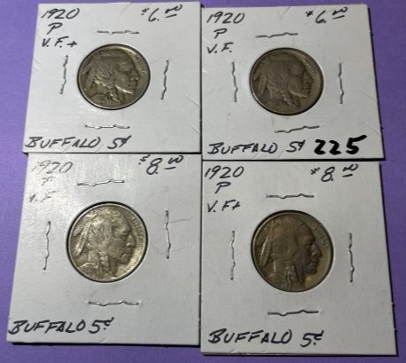 (4) 1920-P VF Circulated Conditions Buffalo Nickels as Pictured. (1 of 6)