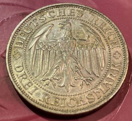 Germany 1929-E AU Condition Scarcer Meissen Commemorative Silver 3 Mark Silver Coin (1 of 2)