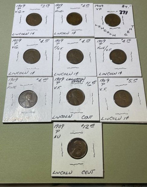 (10) 1909-P VG-EF Circulated Conditions Lincoln Cents as Pictured. (1 of 5)