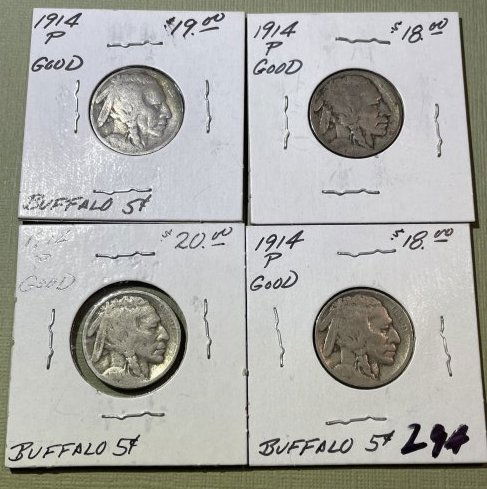 1914-P AG/GOOD Circulated Conditions Buffalo Nickels as Pictured. (1 of 6)