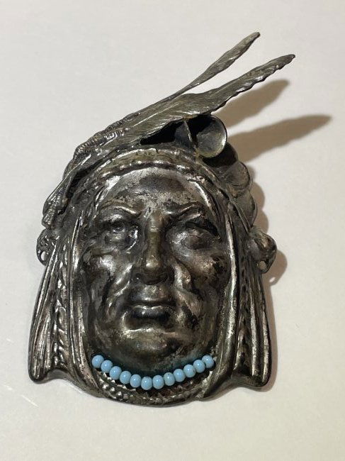 Vintage Native Mexican Fashion Jewelry Pin/Brooch w/Turquoise Seed Beads as Pic'd (1 of 5)