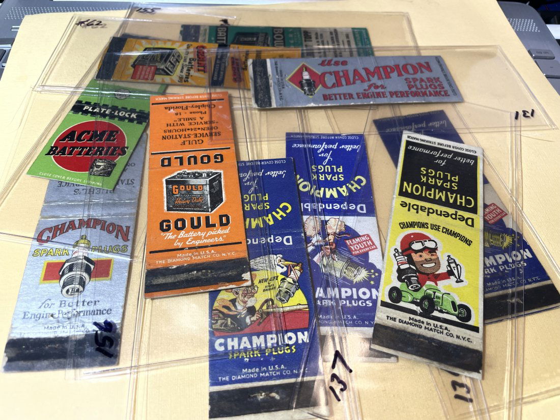 (10) Vtg Battery & Spark Plugs Advertisement Matchbook Covers Preowned from an Estate.: (10) Vintage Battery & Spark Plugs Advertisement Matchbook Covers Preowned from an Estate. $5 Domestic Shipping.