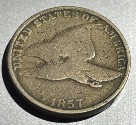 1857 Circulated Condition Cleaned US Flying Eagle Cent as Pictured. (1 of 2)