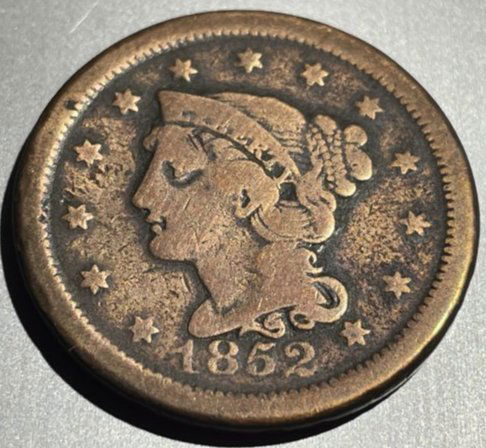 1852 Circulated Condition Cleaned US Large Cent as Pictured. (1 of 2)
