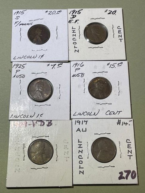 (6) MISCELLANEOUS DATES Fine-AU Circulated Conditions Lincoln Cents as Pictured. (1 of 8)