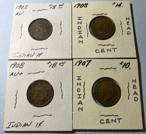 (4) ALMOST Uncirculated Conditions Indian Head Cents as Pictured. (1 of 6)