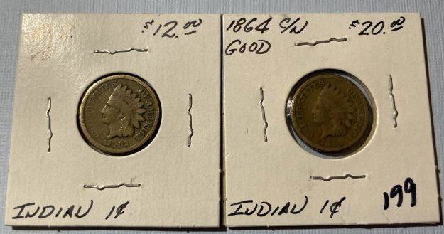 1862 & 1864 COPPER-NICKEL Nice Circulated Conditions Indian Head Cents as Pictured. (1 of 5)