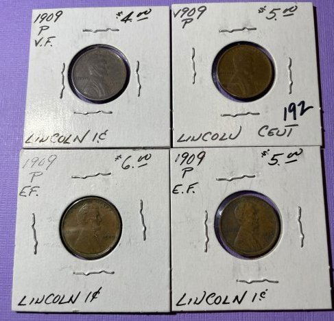 (4) 1909-P Nice Circulated Conditions Lincoln Cents as Pictured. (1 of 4)