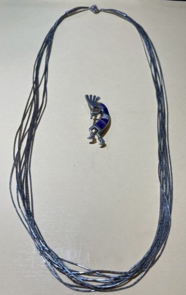 Vintage Native American/Navajo 23" Multi-strand Sterling Silver Necklace & Pin/Pendant (1 of 7)