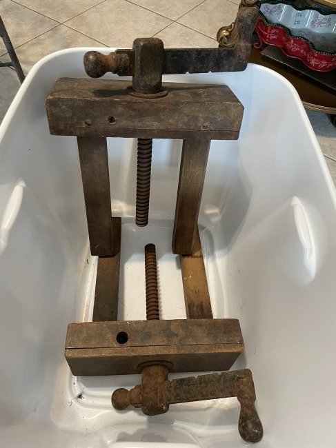 2-Primitive Hand Grape/Fruit Presses Heavy Wood & Gears Preowned from an Estate Cleanout (1 of 4)