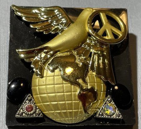 Handmade Unique Repurposed Fashion Jewelry Pin Lot #258 on a 2" x 2" Base as Pictured. (1 of 3)