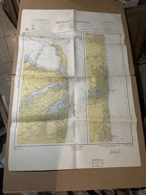Vtg Sandy Hook Bay, NJ & Coastal Waterways 2-Sided Original Map & NOT A COPY! (24.5" x 36") (1 of 8)