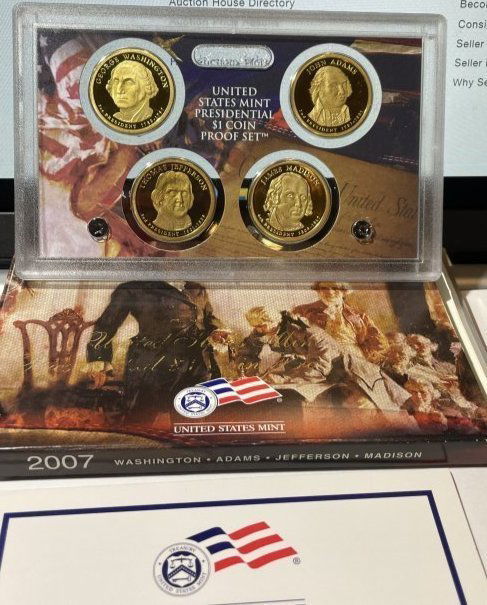 2007 U.S. Mint Presidential 4 Coin/Dollars Proof Set as Pictured. (1 of 3)