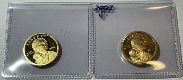 (2 ) 2003-S Choice Proof Sacagawea Brass Dollars as Pictured. (1 of 4)
