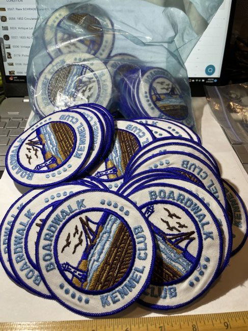 Large Zip Lock Bag of BOARDWALK KENNEL CLUB Embroidered 4" Patches as Pictured. (1 of 4)