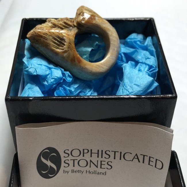 Sophisticated Stones by Betty Holland Petrified Wood Designer Ring Size between 4-5 Preowned (1 of 8)