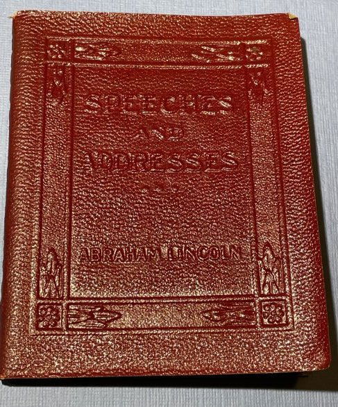 Scarce ABRAHAM LINCOLN "SPEECHES & SDDRESSES" 1920's Red Little Leather Library Book 3"x 4" (1 of 5)