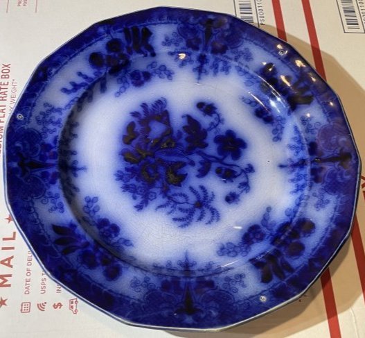 Antique E. Challinor (EC) Company of England c.1860 14-Sided Flow Blue 10.50" Ironstone Dinner Plate: Antique E. Challinor (EC) Company of England c.1860 14-Sided Flow Blue 10.50" Ironstone Dinner Plate in Good Preowned Condition. $15 Domestic Shipping.