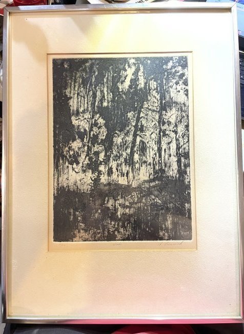 Vtg Etching Print of "WOODS" by Howard Lessnick Edition 16/50 Pencil Signed Front & Back: Vintage Etching Print of "WOODS" by Howard Lessnick Edition 16/50 Pencil Signed Front & Back, Frame Size 15" x 20" Preowned from an Estate. $18 Domestic Shipping.