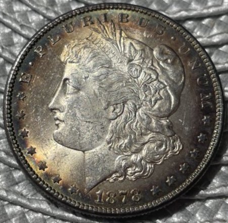 1878-S SUPERB TONED RIMS BU CONDITION MORGAN SILVER DOLLAR. (1 of 2)